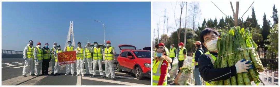 左图：大家说千赢国际游戏手机官网像“登山者”一样；右图：协助运送蔬菜，“看这抱不动的莴苣！”